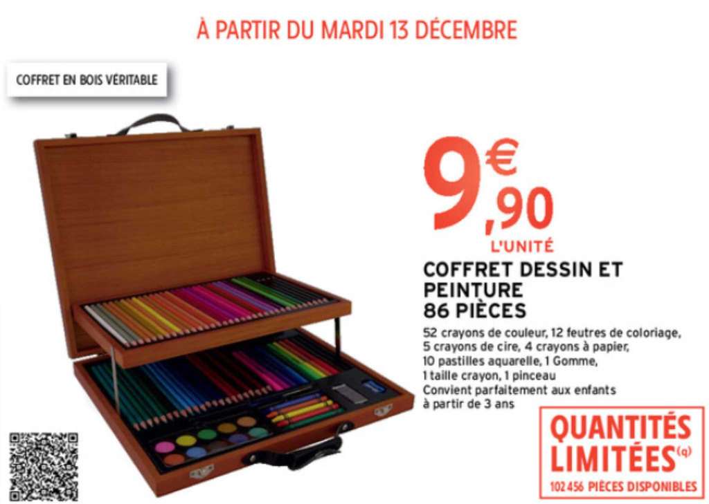 Mallette d'artiste 168 pièces CARREFOUR : la malette à Prix Carrefour