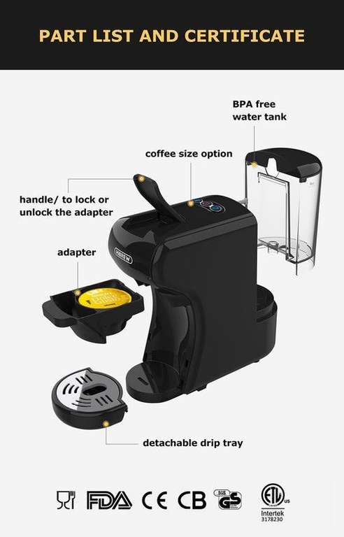 Machine à café expresso HiBREW H1A - Noir ou Blanc