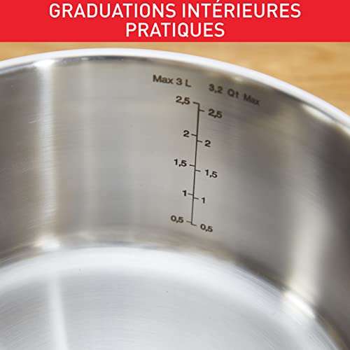 Batterie de cuisine lot de 3 casseroles induction 16-18-20 cm + 1 poignée  Ingenio Natural Force TEFAL : le lot à Prix Carrefour