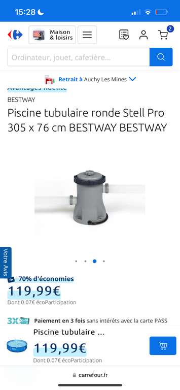 Piscine tubulaire ronde Bestway Steel Pro - 305 x 76 cm (via 83.99€ sur la carte fidélité)