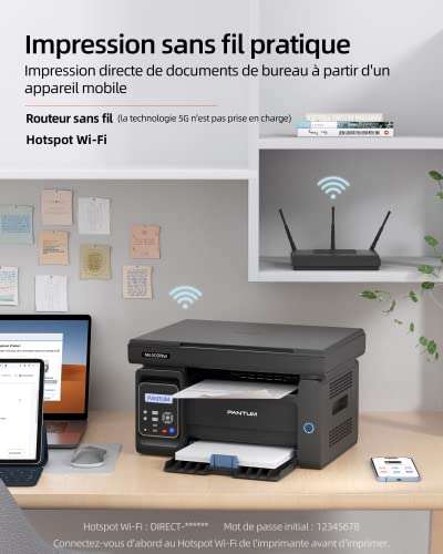 Imprimante Multifontion Laser 3-en-1 Pantum M6500NW - USB, ethernet, wifi (Vendeur tiers) (via coupon -15€)
