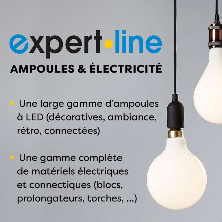 EXPERT LINE - Multiprise électrique 5 Prises, Prise Multiple - Bloc  multiprise électrique 5 Prises + Interrupteur - 5P / 16A / 3G1mm² - Blanc 