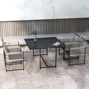 Salon de Jardin en Acier Ensemble Table et chaises - Outsunny - 5 pièces avec 1 Table à Manger et 4 chaises (Vendeur tiers)
