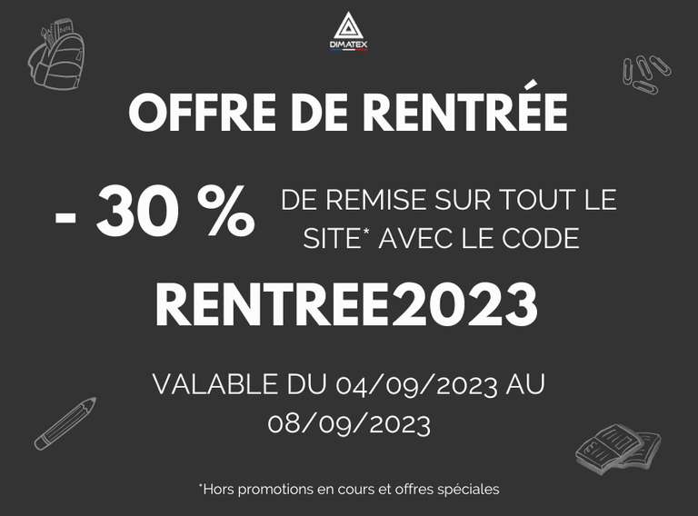 30% de Réduction sur tout le site (hors promotions en cours et offres spéciales - dimatex.fr)