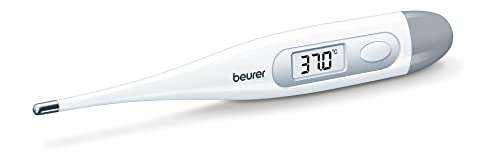 Thermomètre numérique et corporel Beurer FT 09 - résistant à l'eau, écran LCD avec plage de mesure +/- 0,1 ºC, sans mercure, couleur blanc