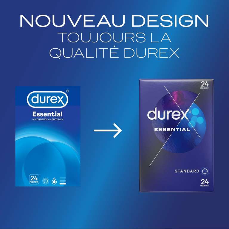 24 Préservatifs Extra Lubrifiés Durex essential - Confort et Sécurité (Via Coupon & Abonnement Prévoyez et économisez)