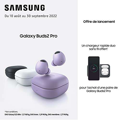 Ecouteurs Bluetooth Samsung Galaxy Buds 2 Pro (via ODR de 50€)