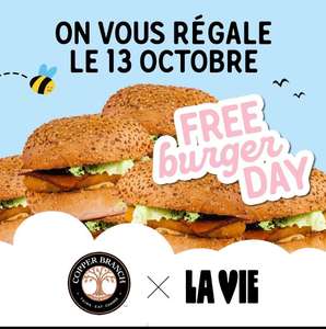 [De 19h à 21h] Burger Vegan C.Vie.O gratuit le Jeudi 13 Octobre (sur inscription) - Copper Branch - Paris (75006)