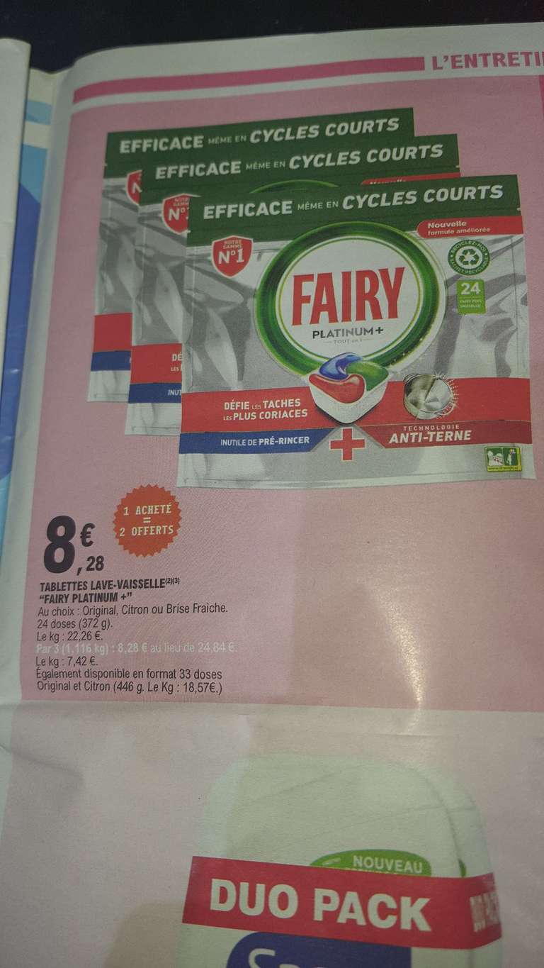 Lot de 3 Paquets de tablettes lave-vaisselle Fairy Platinum 24 doses