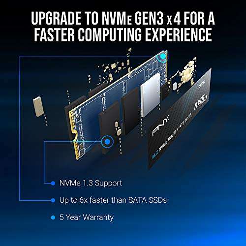 SSD interne M.2 NVMe PNY CS1030 - 1 To, TLC 3D NAND, Jusqu'à 2100-1700 Mo/s (+4.50€ à cagnotter pour les CDAV)