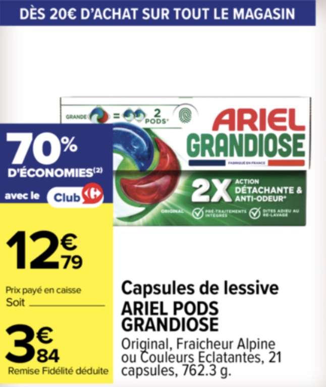 Lot De 3 Boîtes Ariel Grandiose Couleurs - 21 Capsules Chacune (63 Pods Au Total) - Lessive Pour Machine