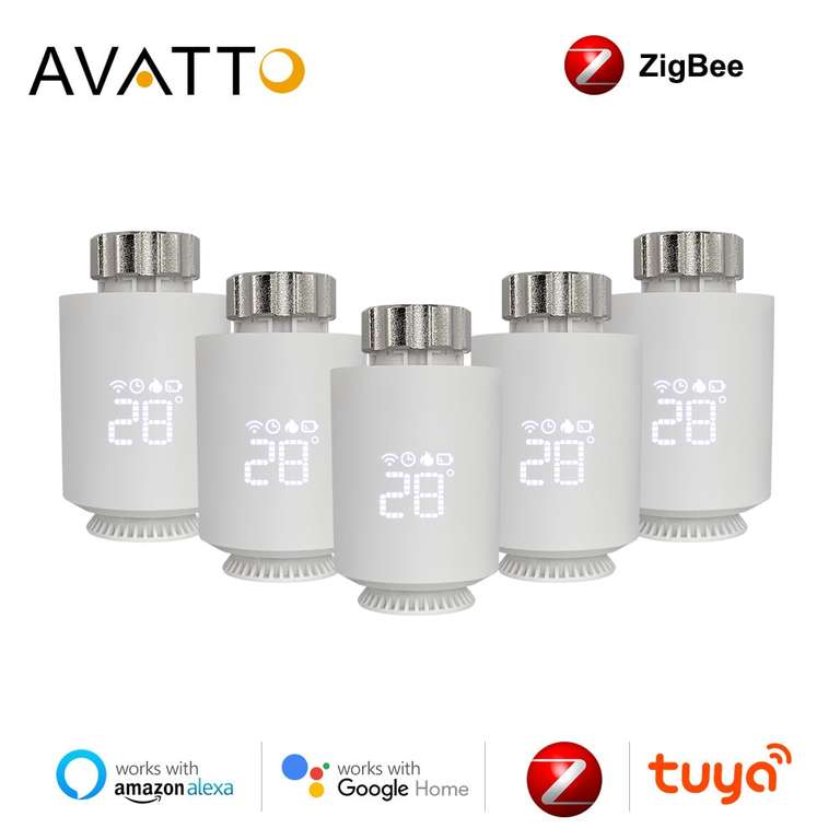 Lot de 3 thermostats de radiateur Avatto - Compatible Google Home et Tuya