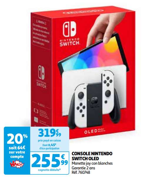 Console Nintendo Switch Oled blanche (via 64€ sur carte fidélité) - Aubière (63)