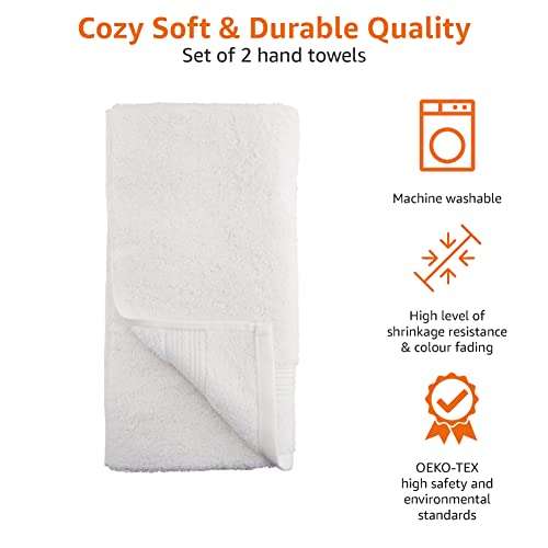 Lot de 2 serviettes de bain Amazon Basics - blanches, Coton (Via coupon)