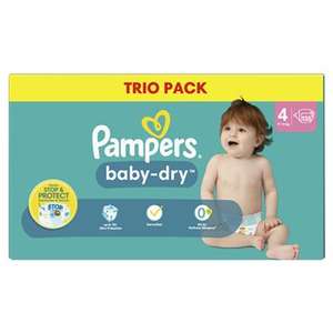 Lot de 2 paquets de couches Pampers Baby-Dry Trio pack - Tailles au choix (quantité variable)