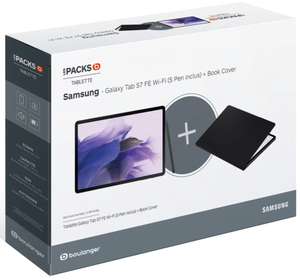 Tablette tactile 12.4" Samsung Galaxy Tab S7 FE (WQHD+, 4Go de RAM, 64Go,noir) + Stylet S Pen + Book Cover offert (Via ODR de 100€)