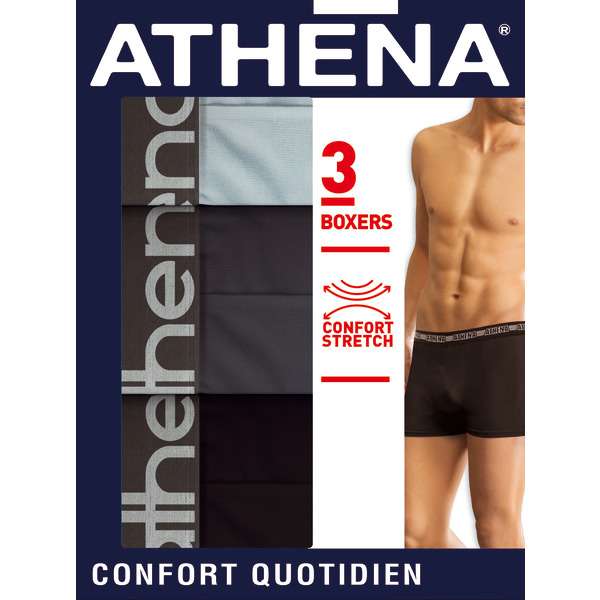 Lot de 6 Boxers Athena confort quotidien (3 achetés + 3 offerts) - Plusieurs tailles disponibles