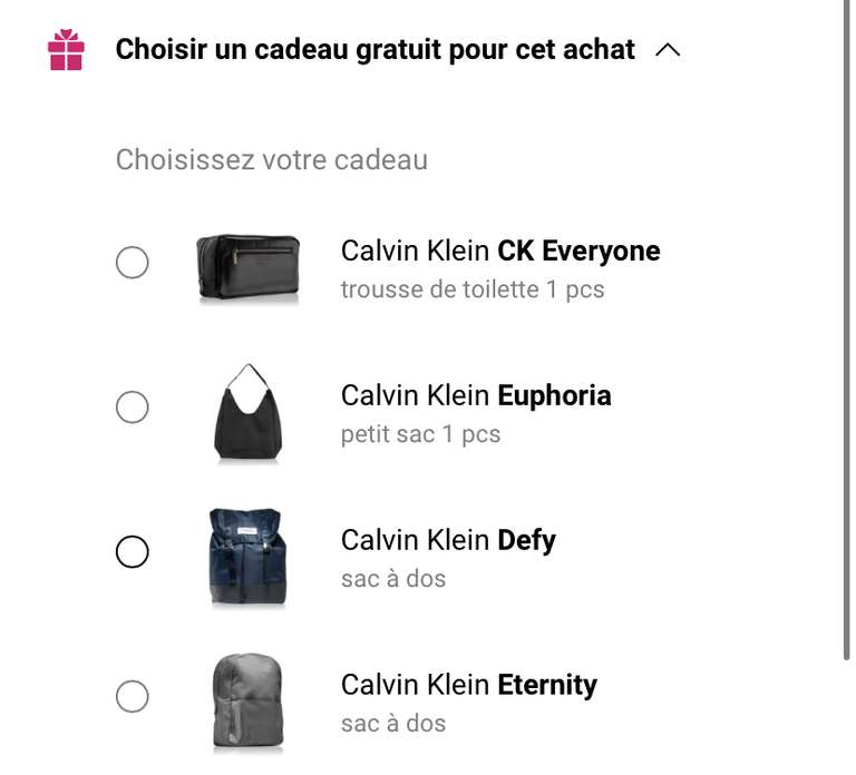 1 Sac Calvin Klein dès 40€ + 1 sac de voyage Calvin Klein offert dès 80€ de produits + Livraison gratuite