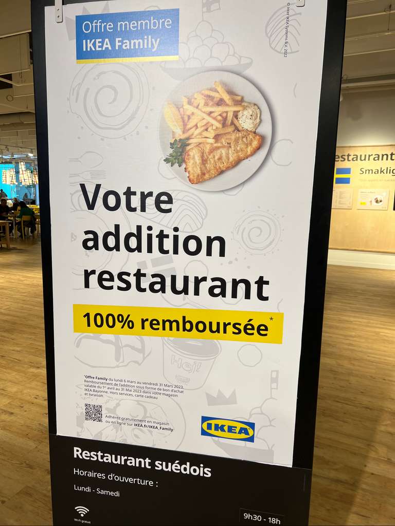 Ikea Family] Addition du restaurant 100% remboursée en bon d'achat -  Bayonne (64) –