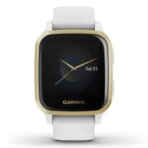 Montre connectée Garmin Venu Sq - Light Gold avec bracelet blanc