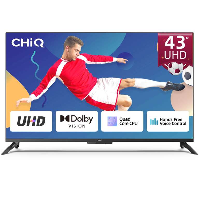 TV 43" CHiQ U43G7PF - 4K, LED, HDR10 / HLG, Dolby Vision, Android TV (Entrepôt France, Vendeur CHiQ)