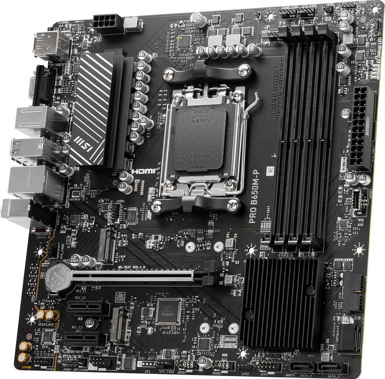 Carte Mère MSI Pro B650M-P - Micro-ATX, prend en charge les processeurs AMD Ryzen Série 7000, AM5, Mémoire DDR5 Boost 6400+MHz/OC