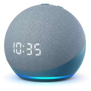Assistant vocal Amazon Echo Dot 4 avec Horloge Bleu gris