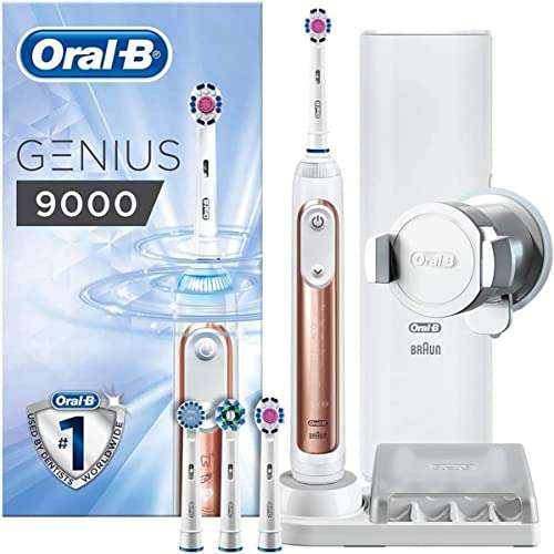 Brosse à dents électrique Oral-B Genius 9000 - rose, avec étui de voyage USB