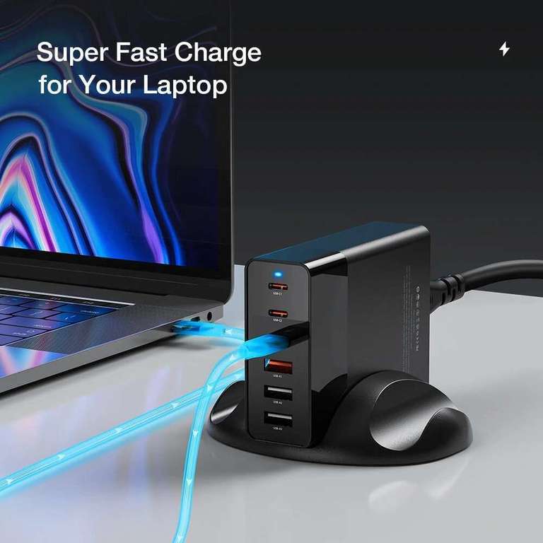 Chargeur avec support BlitzWolf BW-S25 - 75W, 6 ports (3 USB-C et 3 USB-A), charge rapide
