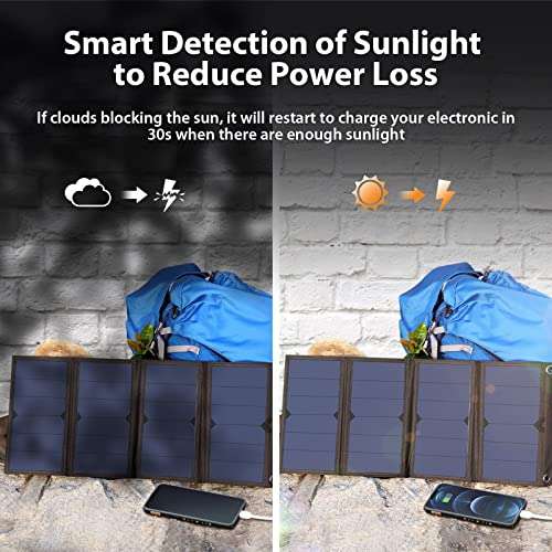 Panneau Solaire portable BigBlue - 28W, IPX4, 2x USB, Compatible recharge Android/Iphone/GoPro (Vendeur tiers)