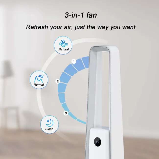 Ventilateur Colonne Silencieux Sans Pales, Oscillation à 80° et 8 Vitesses, Minuterie 9 h, Économie D'énergie pour Chambre Bureau - Bricolage Ventilateur Colonne Silencieux Sans Pales, Oscillation à 80° et 8 Vitesses, Minuterie 9 h, Économie D'énergie pour Chambre Bureau - Bricolage