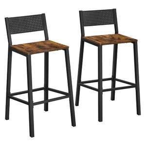 Lot de 2 chaises hautes - Tabourets de bar - Style Industriel - 50,7 x 43,1 x 97,2 cm - Marron Rustique et Noir