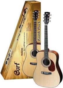 Pack guitare folk Cort Earth 60 Open Pore - avec housse et accessoires