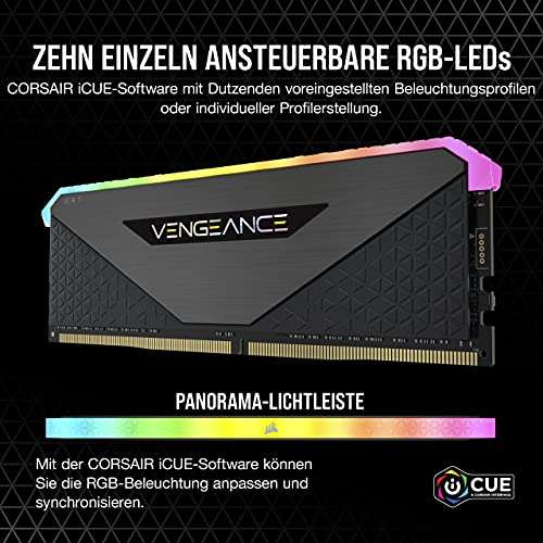 Kit mémoire RAM Corsair Vengeance RGB RT ‎(CMN64GX4M4Z3200C16) - 64 Go (4x 16 Go), DDR4, 3200 MHz, C16