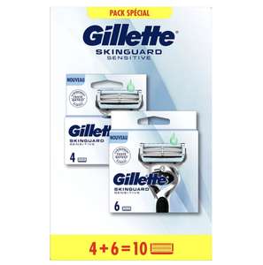 10 Lames de rasoirs Gillette Skinguard Sensitive (Via 27,01€ sur la carte fidélité + 13,12€ ODR)