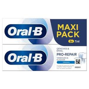 Lot de 2 dentifrices Oral-B Pro-Repair Gencives et Émail Original - 2 x 75ml (via 4.17€ sur la Carte de Fidélité)