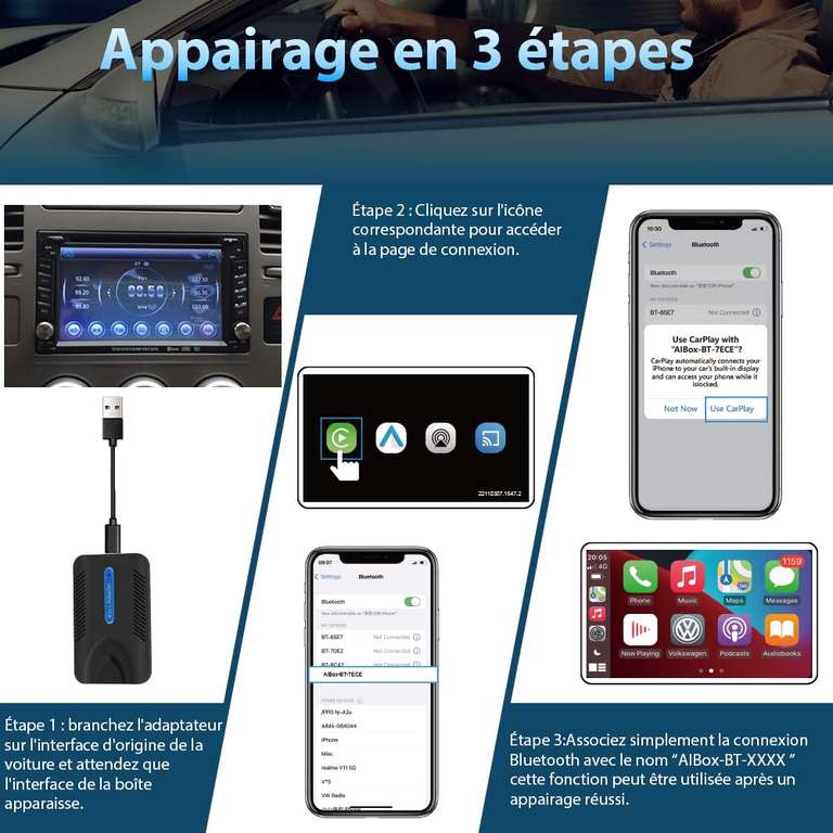 Wireless Android Auto Carplay transforme Le Filaire en sans Fil, Prend en  Charge Air Play, Smart View (vendeur tiers - via coupon) –