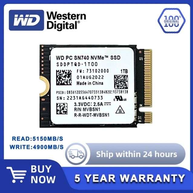 SSD interne M.2 NVMe 2230 Western Digital SN740 - 1 To, compatible Steam Deck
