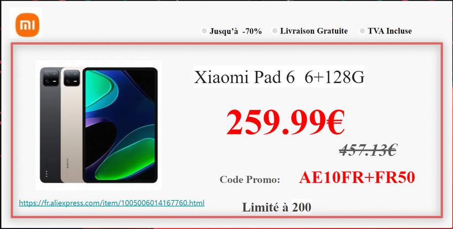 Avec cette promotion, Cdiscount propose la tablette Xiaomi Pad 6 à un prix  défiant toute concurrence
