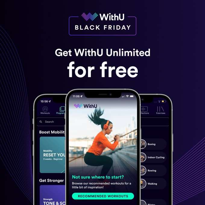 3 mois d'abonnement WithU Unlimited gratuits sur iOS & Android (Dématérialisé - withutraining.com)