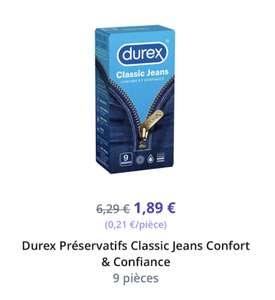 Boîte de 9 Préservatifs Durex Classic Jeans Confort & Confiance (10€ de commande minimum) - via l'application