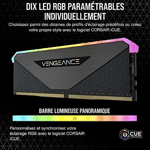Barrette de RAM DDR4 3600MHz Corsair Vengeance RGB Pro 32Go (2x16Go)