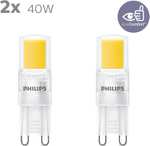 Lot de 2 ampoules Philips LED Capsule G9 40W Blanc Chaud, Verre