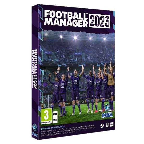 Football Manager 2023 sur PC (code téléchargement dans la boîte)