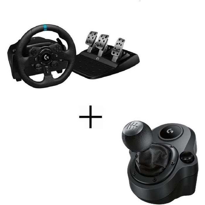 Pack Volant et Pédales Logitech G923 + Levier de vitesse Driving Force  Shifter - Compatible PC, PS5 et PS4 –