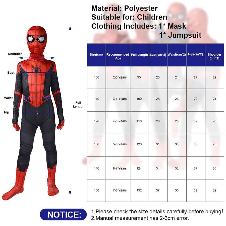 Déguisement Enfant Spiderman ACWOO - Taille 130 à 150cm