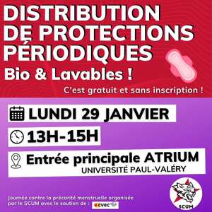 Distribution gratuite de Protections périodiques Bio et Lavables (culottes et serviettes) - Montpellier (34)