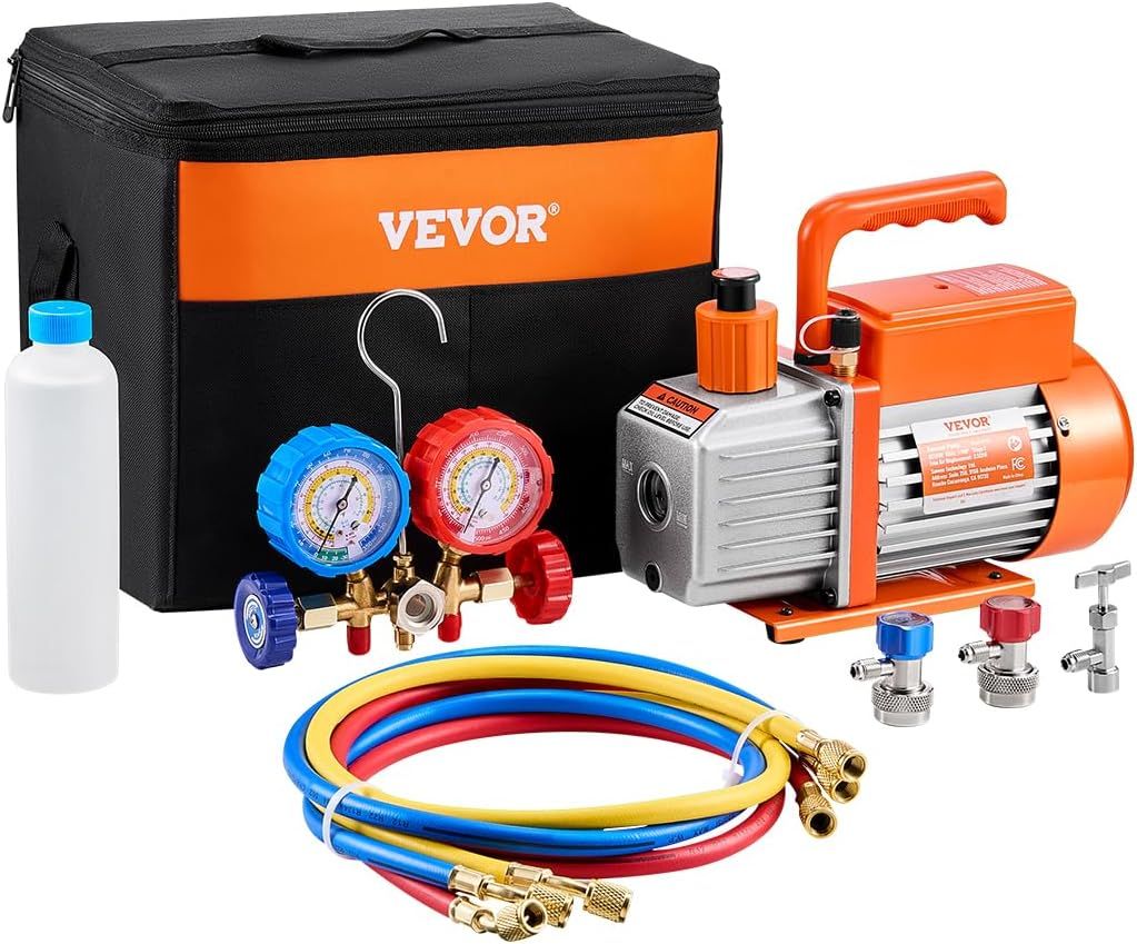 Pompe à Vide Climatisation Vevor - avec Accessoires pour R134a, R12, R22, R502a