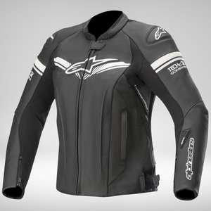 Veste moto en cuir pour femme Alpinestars Stella GP-R - Noir, Tech-Air Compatible, taille 38 à 50