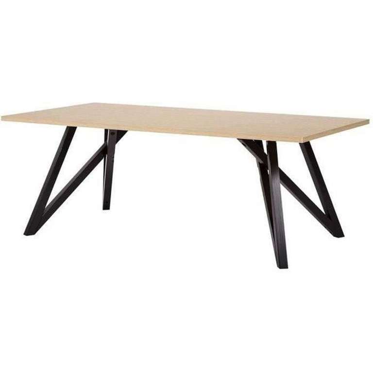 Table basse rectangulaire Starlight - Piétement graphique en bois massif, Noir et chêne, 120 x 60 x 45 cm
